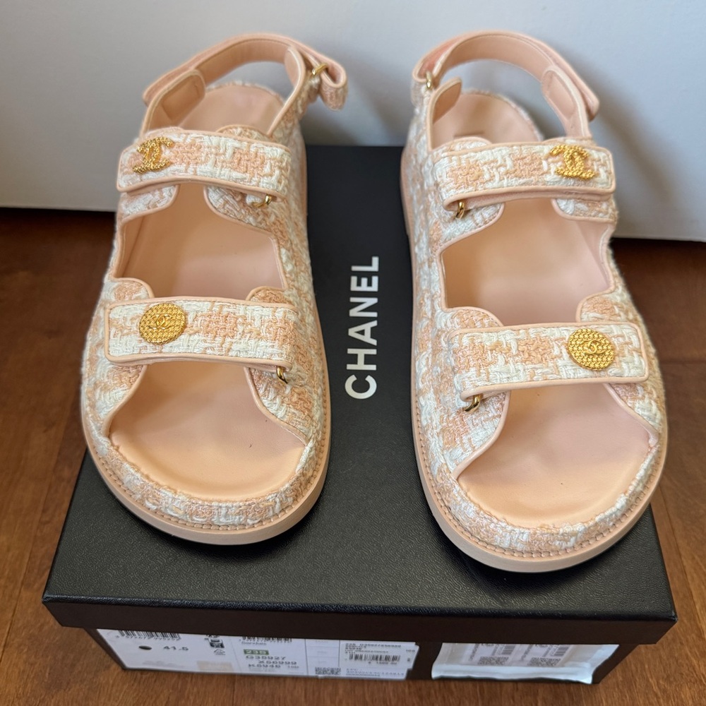 Chanel Tweed Dad Sandals BNWT 41.5